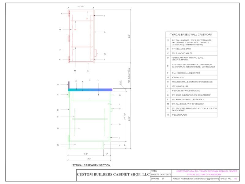 I will draw detailed cabinet and kitchen interior in autocad